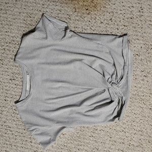 Women's medium gray and white top